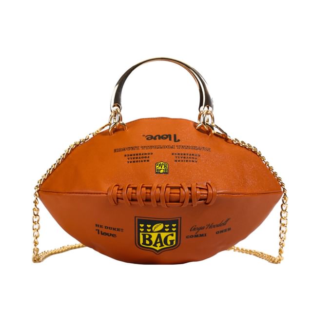 Chain Rugby Bag Crossbody Strap Lettering