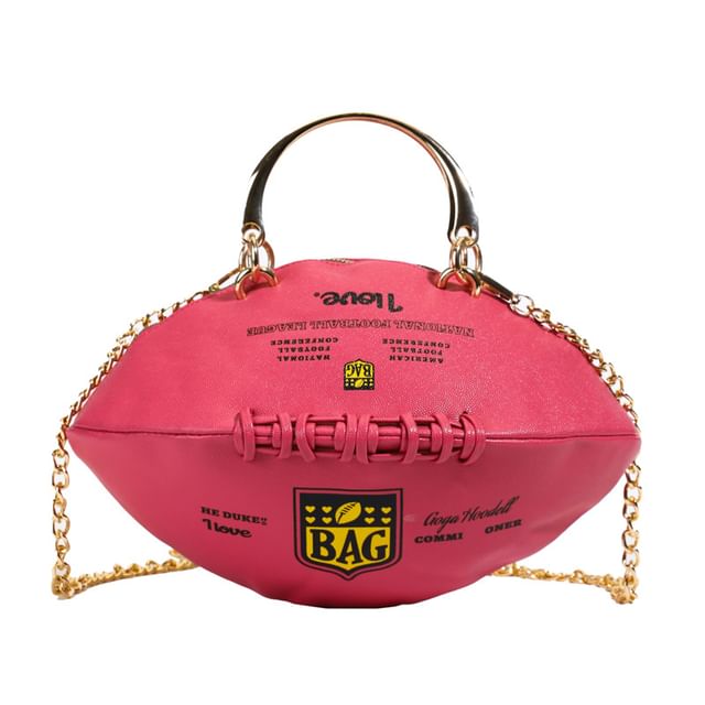 Chain Rugby Bag Crossbody Strap Lettering