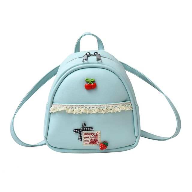 Faux Leather Applique Backpack Trim Lace