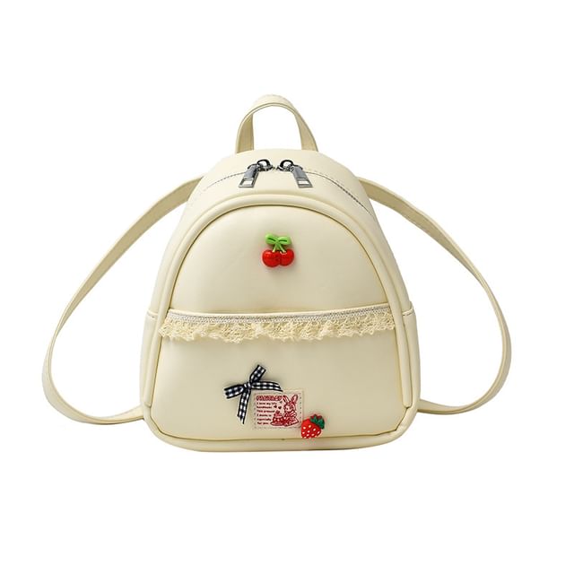 Faux Leather Applique Backpack Trim Lace