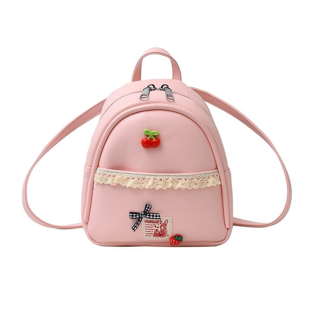 Faux Leather Applique Backpack Trim Lace