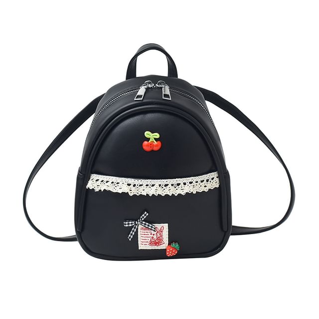 Faux Leather Applique Backpack Trim Lace