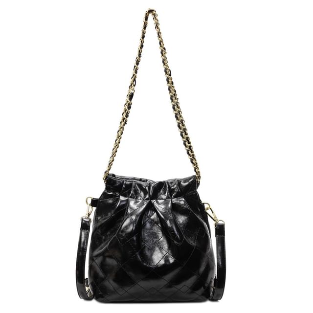 Strap Leather Shoulder Bag Quilted Faux Multi-Way Chain