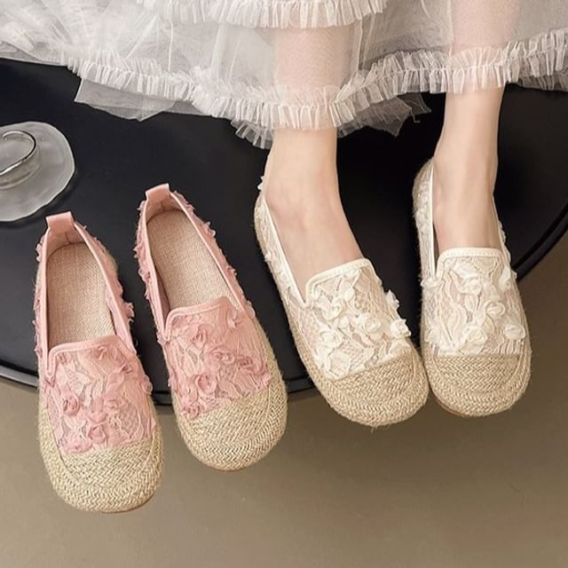 Mesh Slip-Ons Espadrille Floral
