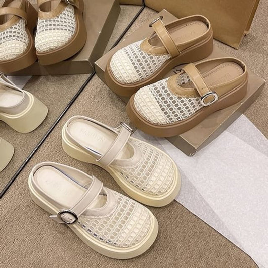 Platform Mules Mary Jane Cutout