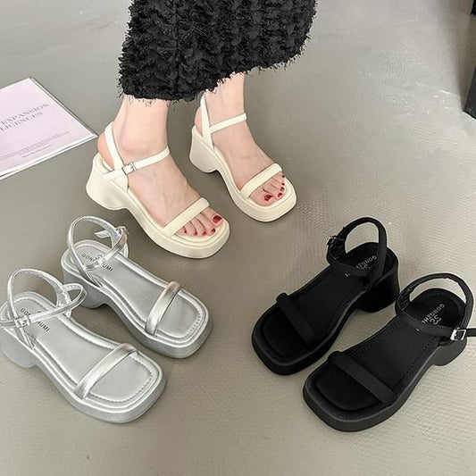 Chunky Heel Sandals Plain