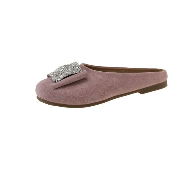 Mules Flat Round Toe Rhinestone