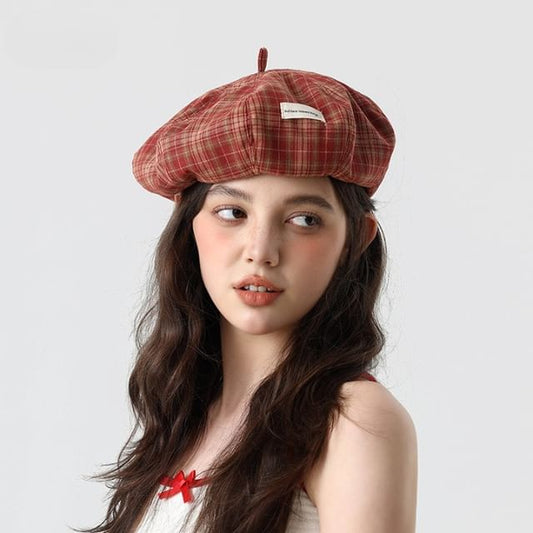 Plaid Beret Applique
