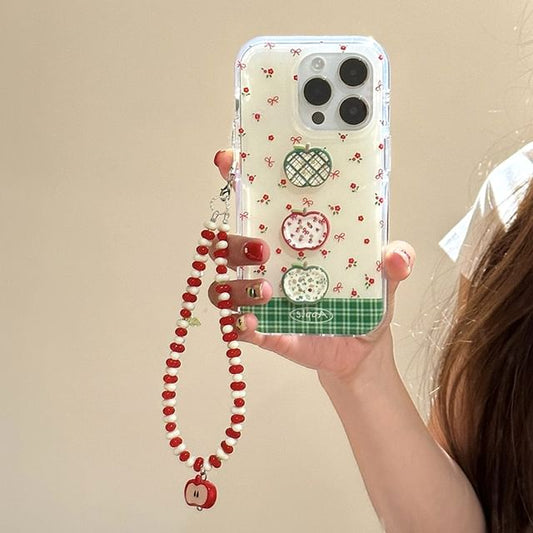 / Floral Case Set Strap Print Apple Beaded Phone