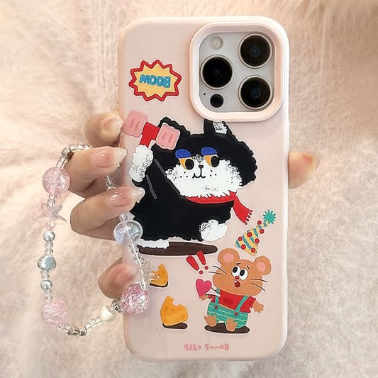 Print Cartoon Case Bead Phone / Set Strap