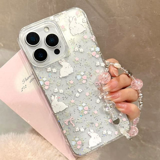 Rabbit Phone Set Case Bead Print Strap /