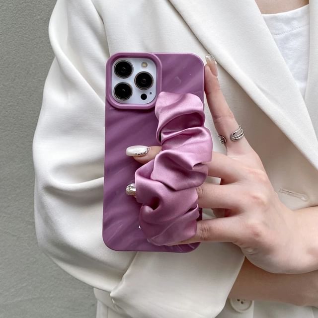 Plain Phone Fabric Shirred Strap Case