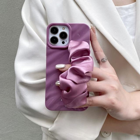 Plain Phone Fabric Shirred Strap Case