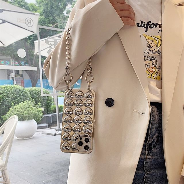 Set / Metallic Lanyard Phone Heart Case Strap