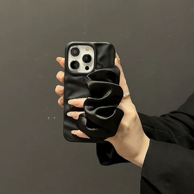 Plain Phone Fabric Shirred Strap Case