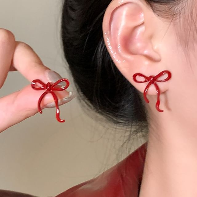 Silver 925 Bowknot Earring Sterling Stud