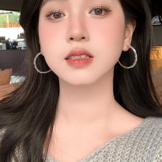 Silver Hoop Rhinestone Earring 925 Sterling