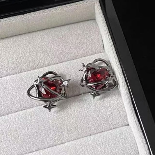 Ear Heart Alloy Cuff Stud Faux Crystal