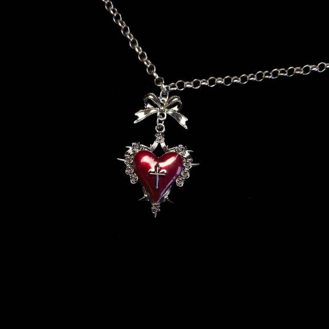 Alloy Necklace Cross Heart Pendant
