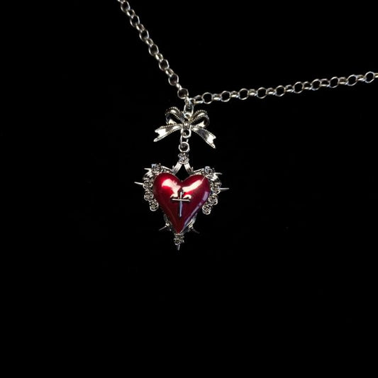 Alloy Necklace Cross Heart Pendant