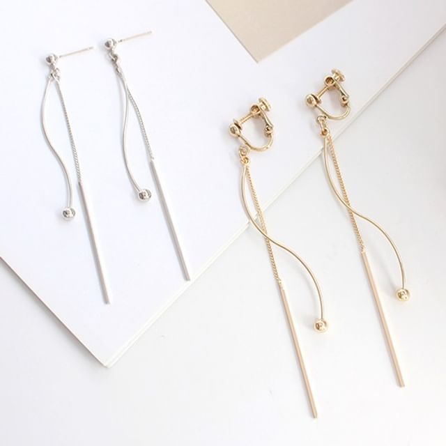 / Bead Earring Dangle Bar Clip-On