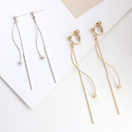 / Bead Earring Dangle Bar Clip-On