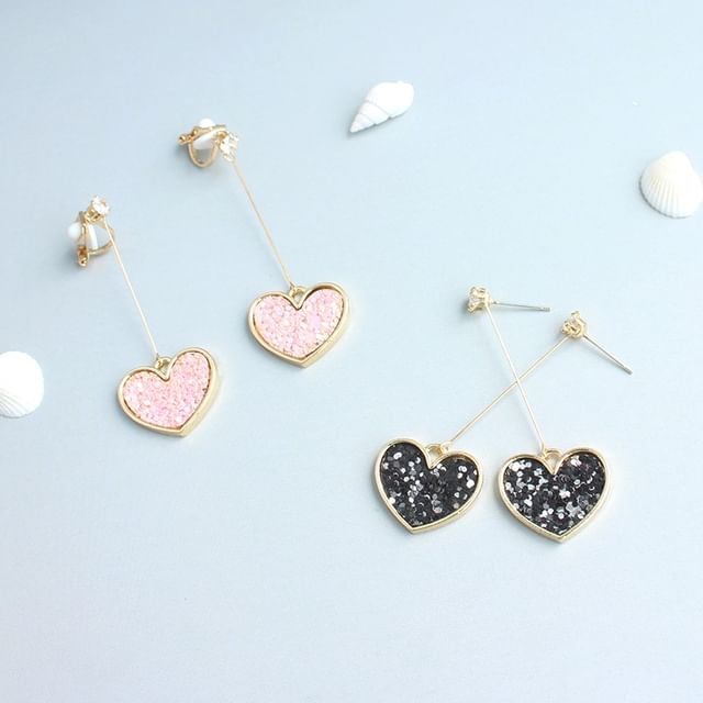 Earring Rhinestone Heart Drop