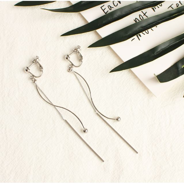 / Bead Earring Dangle Bar Clip-On