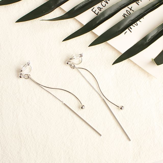 / Bead Earring Dangle Bar Clip-On