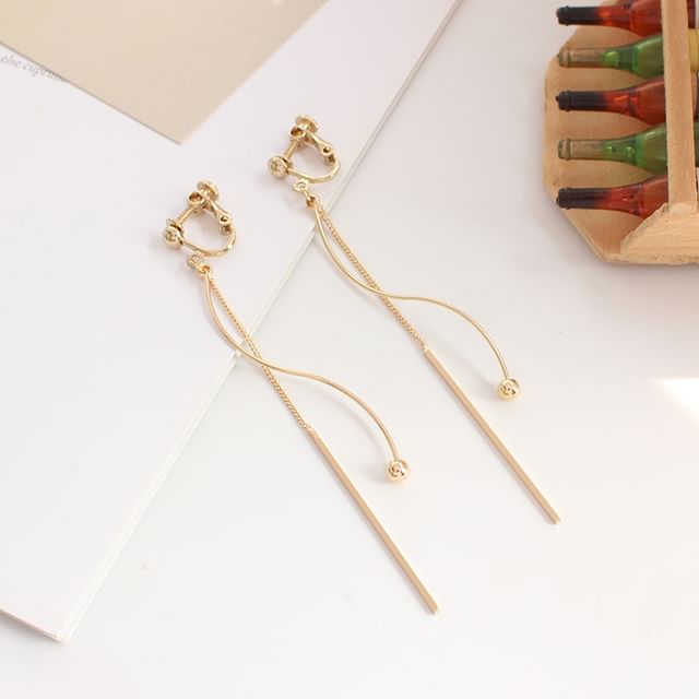 / Bead Earring Dangle Bar Clip-On