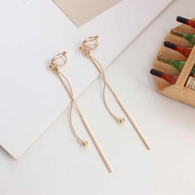/ Bead Earring Dangle Bar Clip-On