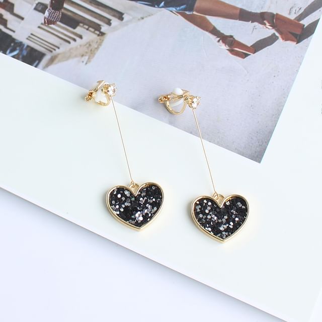 Earring Rhinestone Heart Drop