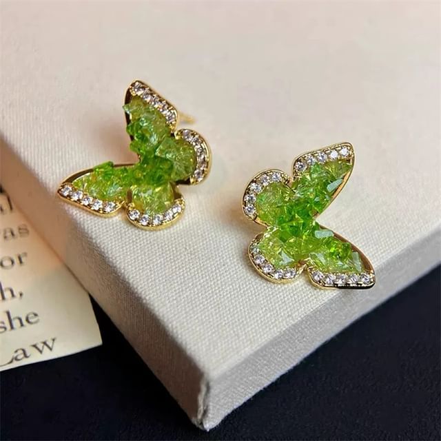 Butterfly Stud Rhinestone Earring