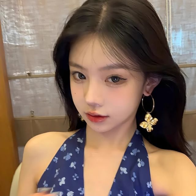 Hoop Drop Flower Earring