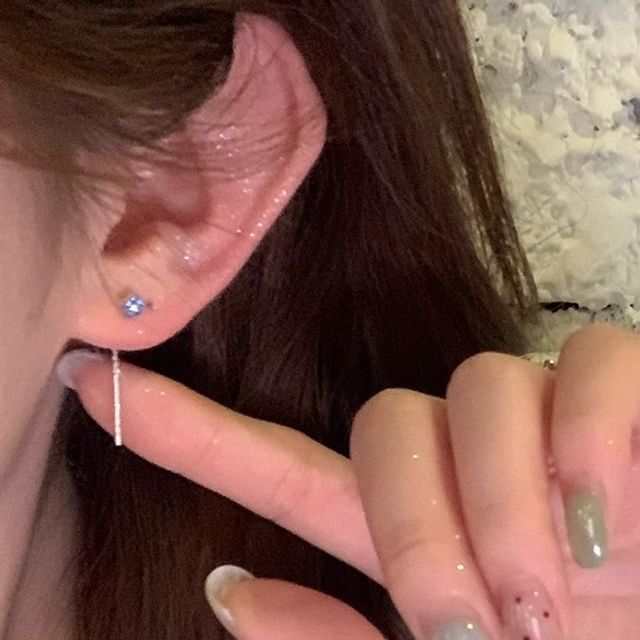 Flower Threader Earring Rhinestone