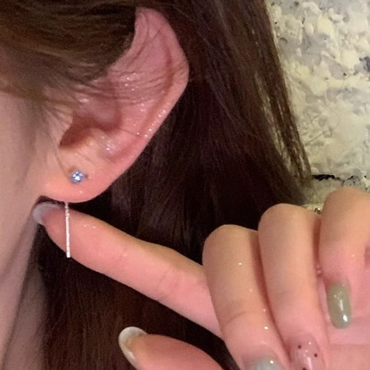 Flower Threader Earring Rhinestone