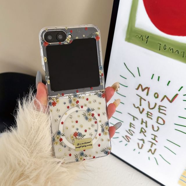 Floral Print Phone Case / Magnetic Suction / Set