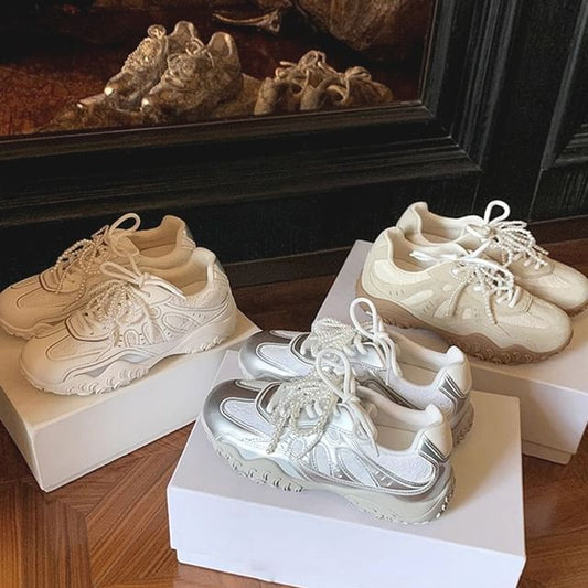 Sneakers Patterned Platform Lace-Up