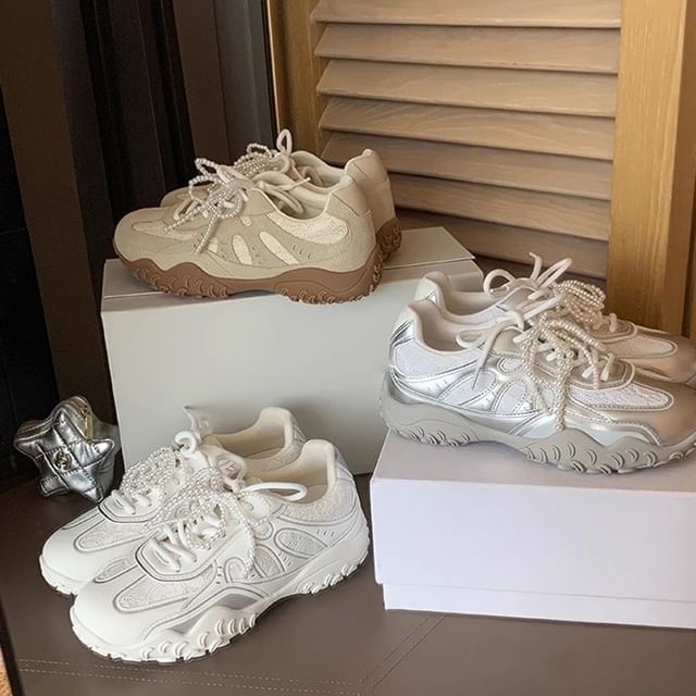 Sneakers Patterned Platform Lace-Up