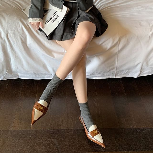 Pointed Kitten Heel Loafers Penny Slingback