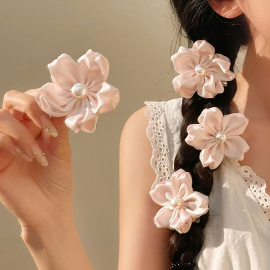 Clip / Hair Set Pearl Faux Flower