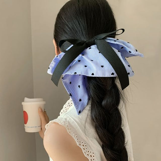 Scrunchie Heart Print Bow Striped