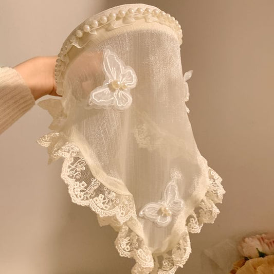 Butterfly Applique Trim Headband Lace