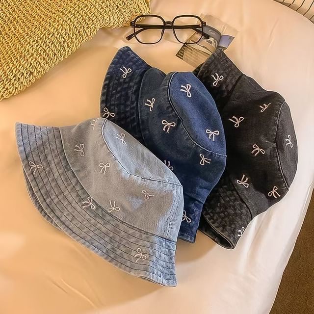 Bow Hat Embroidered Bucket