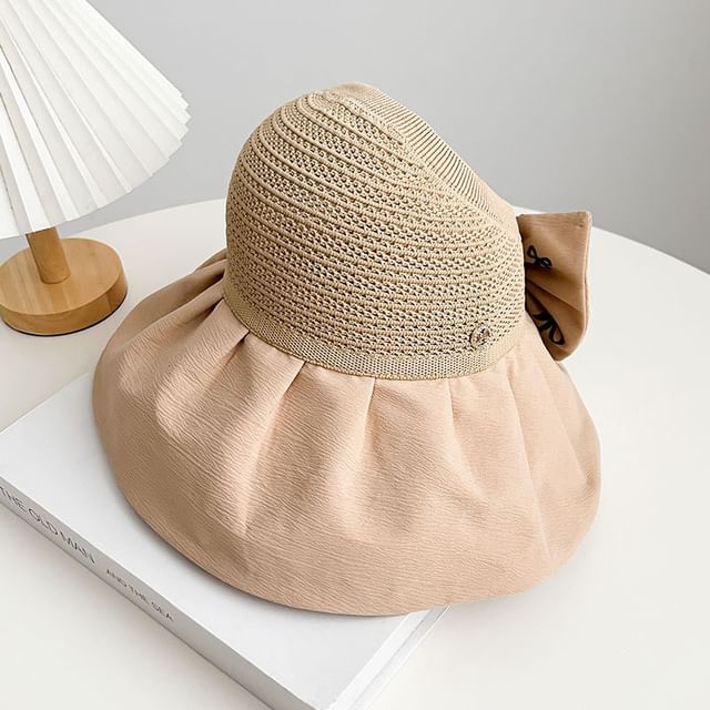 Straw Sun Print Hat Bow