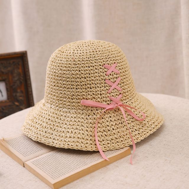 Straw Bucket Hat Bow