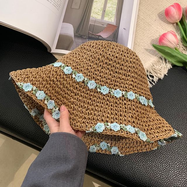 Hat Floral Straw Sun