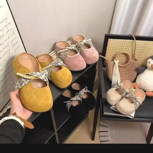 Floral Mules Pearl Print Mary Panel Faux Jane