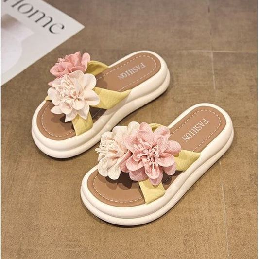 Floral Slide Sandals Platform