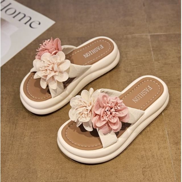 Floral Slide Sandals Platform